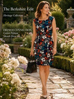 French Connection Cotton Floral Peplum Sheath Dress Size 2